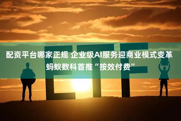 配资平台哪家正规 企业级AI服务迎商业模式变革 蚂蚁数科首推“按效付费”